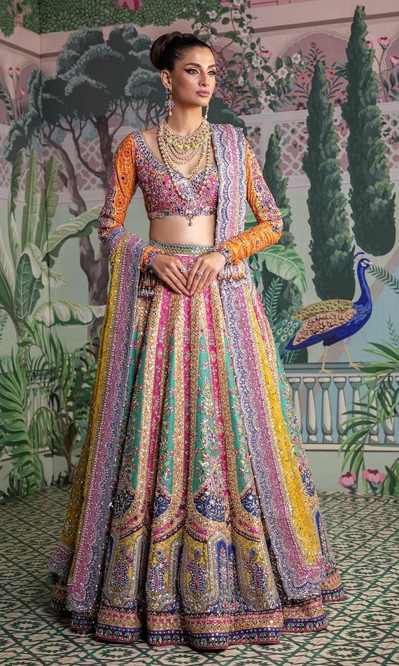 Multicolor Embellished Bridal Lehenga Choli Set