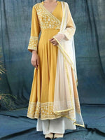 Yellow Angrakha Anarkali with Palazzo Set
